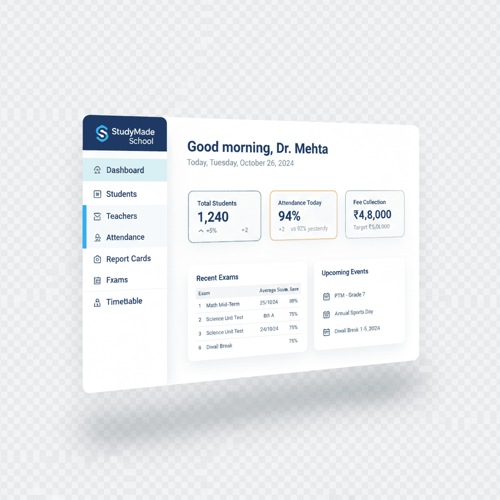 StudyMade school operations dashboard